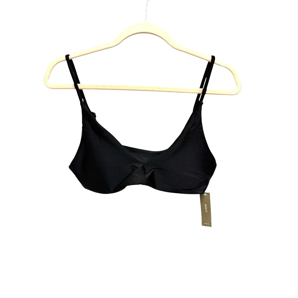J.Crew Classic Sculpt Lana Bikini Top Black Size Medium NWT CI681
